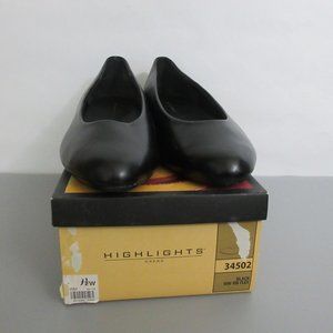 Predictions Women's Dressy Black Size 9.5W Slip-On Shoes Almond Toe Rib Flex